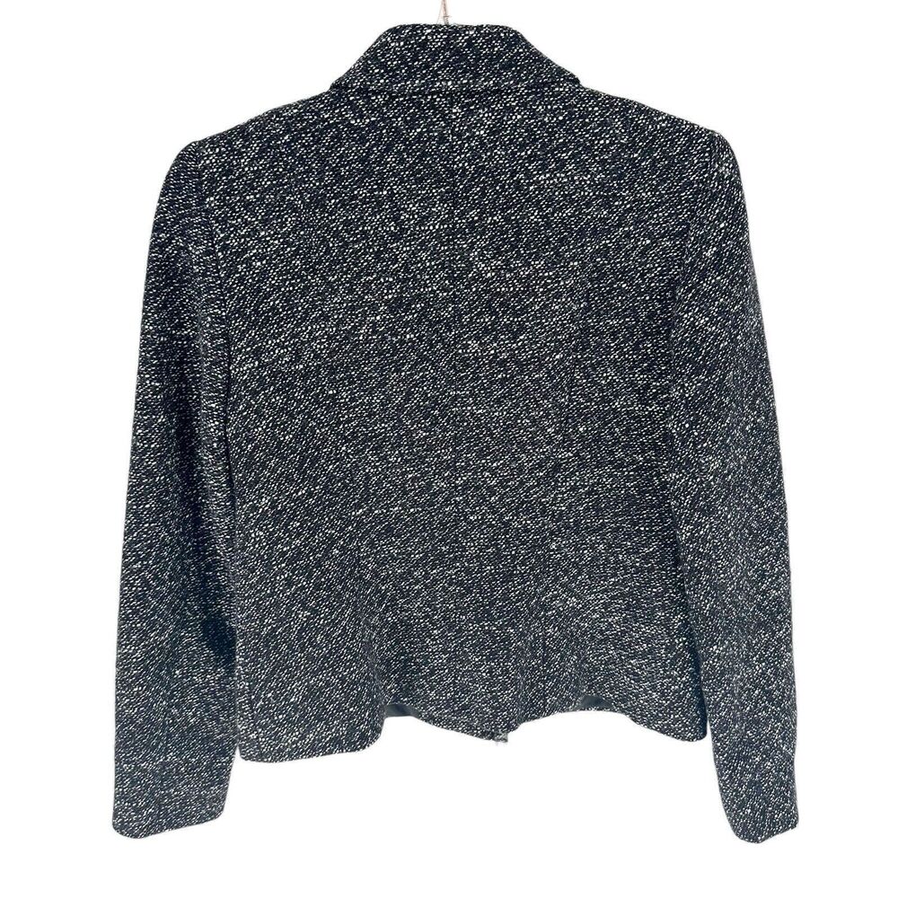 Lafayette 148 Blazer Women 2 Black White Tweed Snap Button Raw Hem Office Career - Picture 2 of 12